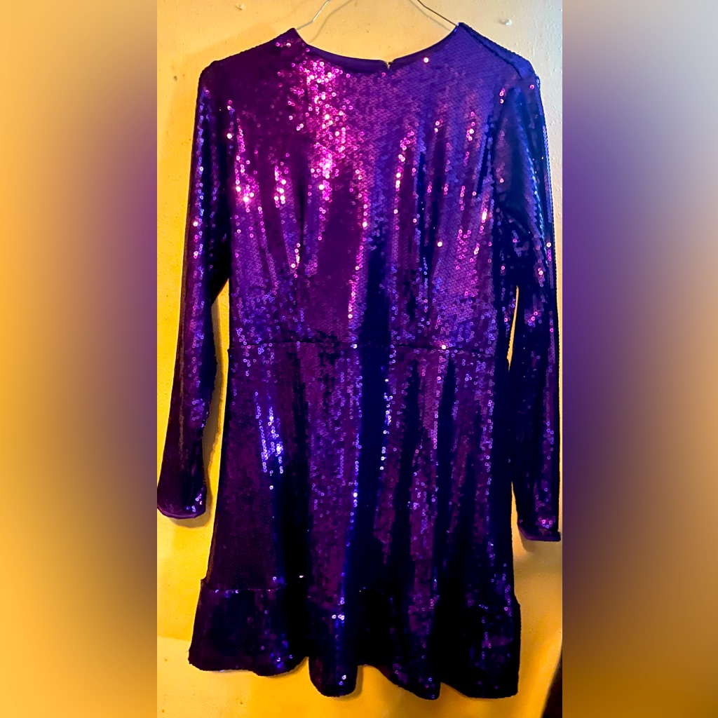 New Women’s Purple Sequins Dress, Size Large